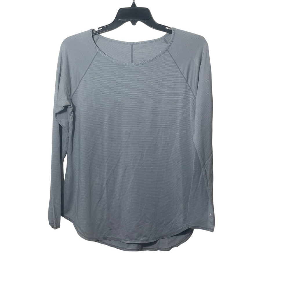 Athleta‎ Large Gray Stripe Jersey Pull Over (one small mark)